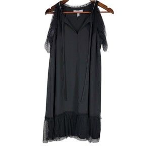 Libby Edelman Black Dress with Rhinestones Tulle Trim Sz Small